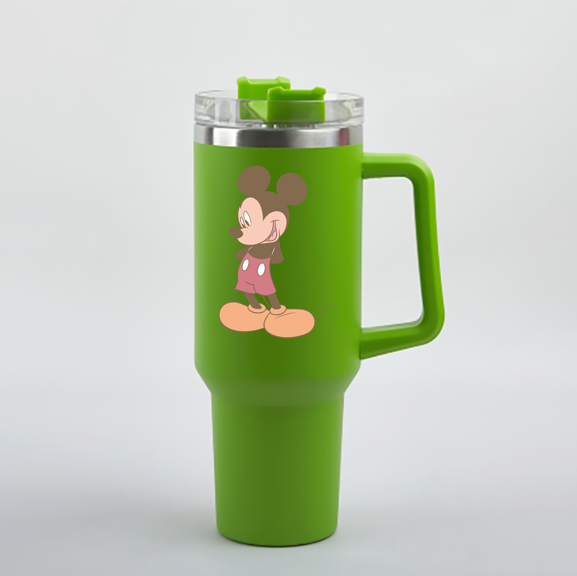 （画像用） ミッキーマウス Mickey Mouse 1200mL車用タンブラー - クリスタルステッカー（プラスチックストロー付き）